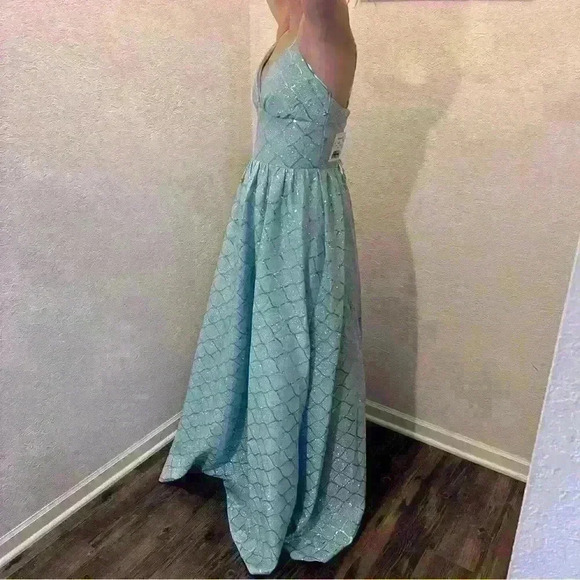 CRYSTAL DOLLS Womens Light Blue Spaghetti Strap Formal Gown Dress Juniors 9 - Picture 4 of 6